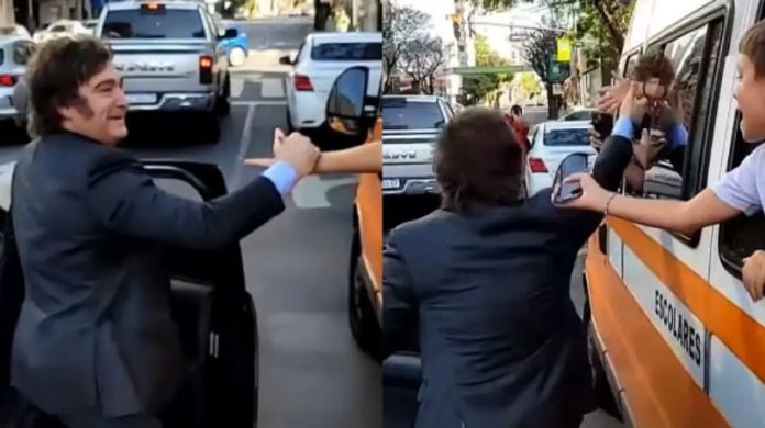 milei saluda a chicos