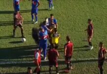 El video del terrible botellazo que le tiraron a un jugador de Chacarita desde la platea de Tigre