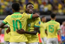 Contundente goleada de Brasil 4 a 1 ante Paraguay para reponerse del traspié en el debut de la Copa América.