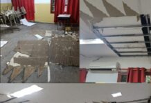 Se cayó la mampostería del techo en varias aulas del Colegio Secundario N° 5044 de Urundel