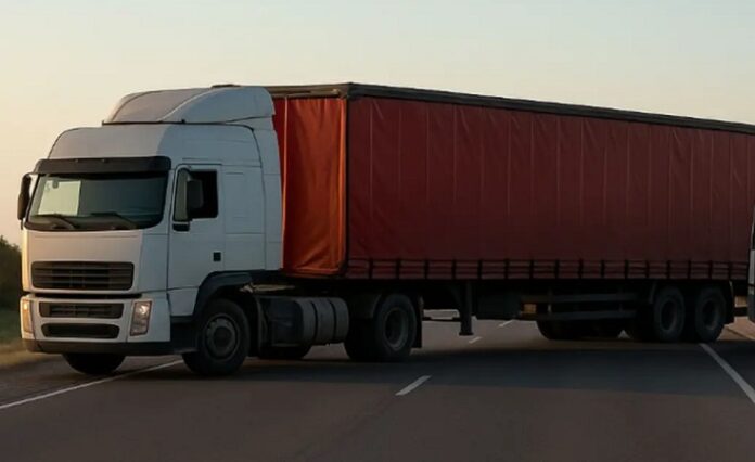 camion cruzado en la ruta