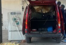 La aduana secuestró 56 kg de cocaína en el paso fronterizo con Bolivia en Aguas Blancas