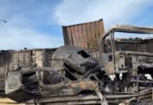 Dos camiones, un auto y una camioneta chocaron en la Ruta 9 a la altura de Campana: hay al menos tres muertos