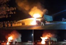 Se incendió un camión boliviano en Embarcación que transportaba bananas a Buenos Aires