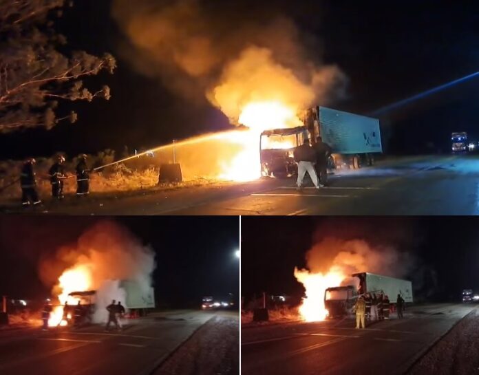 se incendio camion boliviano con bananas