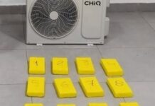 Narcos abandonaron en Aguas Blancas un aire acondicionado con 12 kilos de cocaína