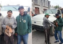 Los recolectores de residuos de R° de Lerma rescataron un gatito y se comprueba que no tienen la ropa adecuada para su tarea