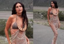 Zaira Nara posó con un vestido tejido por mujeres de la comunidad Wichí de Santa Victoria Este