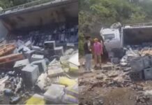 Camión cargado de cervezas volcó en la ruta 68 en Osma