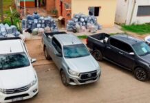 6 hombres detenidos en Copo Quile con 3 camionetas y 1.600 kilos de hojas de coca