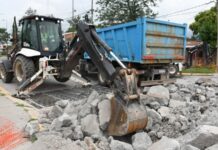 Comenzó el recambio de la rejilla de ruta 51 en la rotonda de San Luis