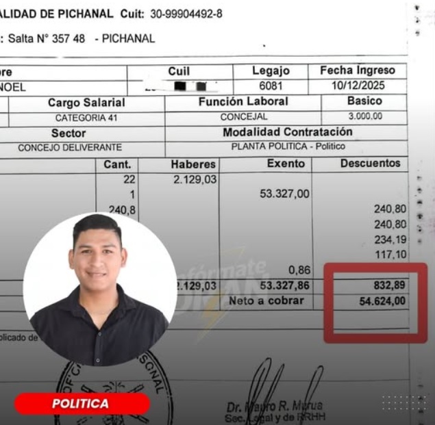 sueldo concejal de pichanal