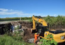 La Municipalidad y Vialidad Provincial trabajan en el refuerzo del puente dañado en la ruta 9 en R° de la Frontera