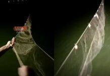 Una red de más de 200 metros quedo enganchada en un Catamarán en Cabra Corral