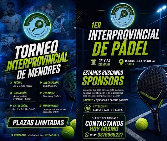 Rosario de la Frontera se prepara para vivir el 1° interprovincial de pádel de menores