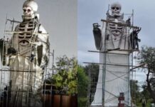 Polémica imagen gigantesca de San la Muerte en Santiago del Estero