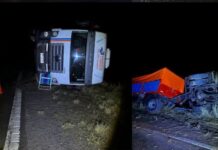 Volcó un camión sobre la Ruta Nacional 9/34 y el conductor resultó ileso
