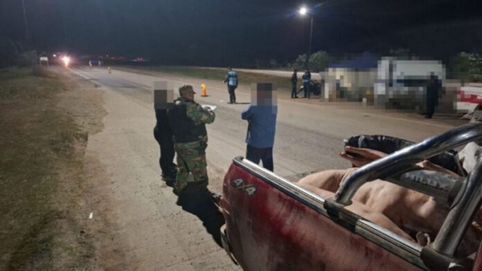 carne de chancho en camioneta