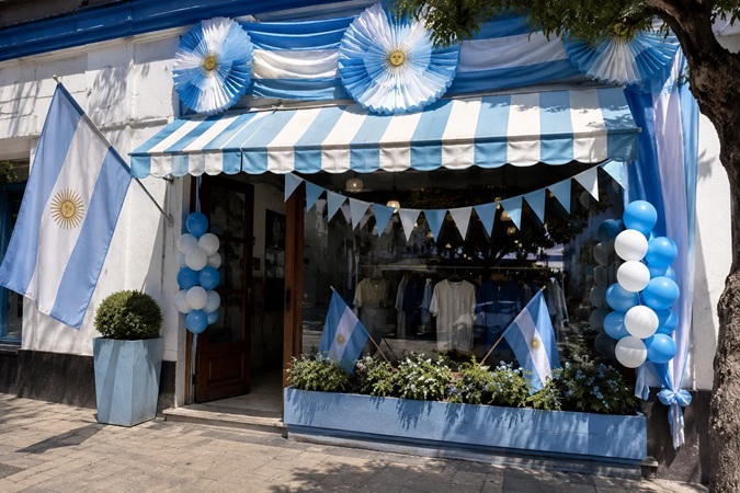 comercio de celeste y blanco