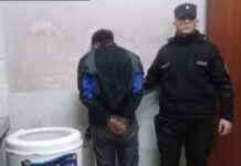 Escapaba de la Policía llevando un lavarropas en los hombros